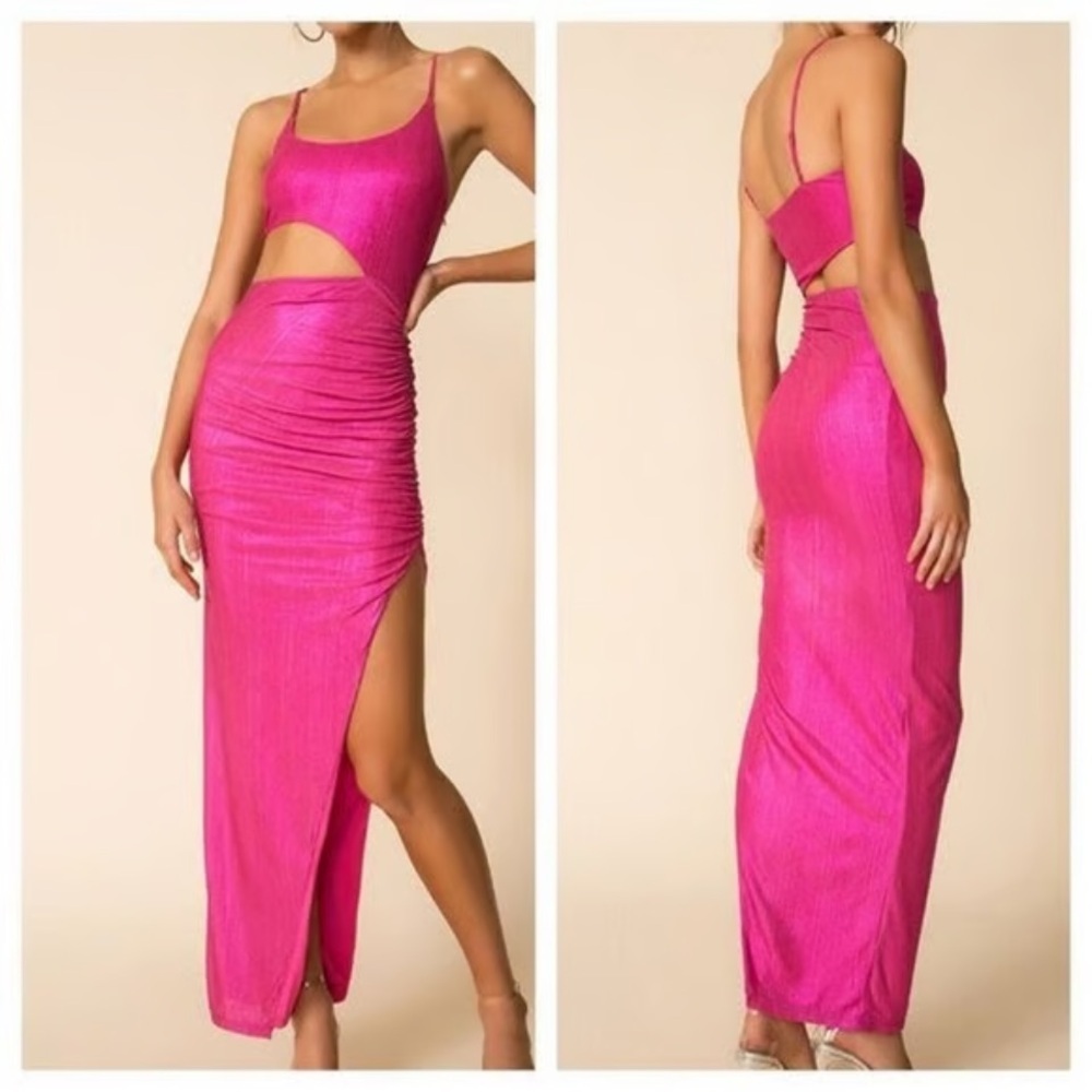 superdown NWOT
miyah cut out dress metallic hot pink split maxi $140 revolve - Picture 4 of 11